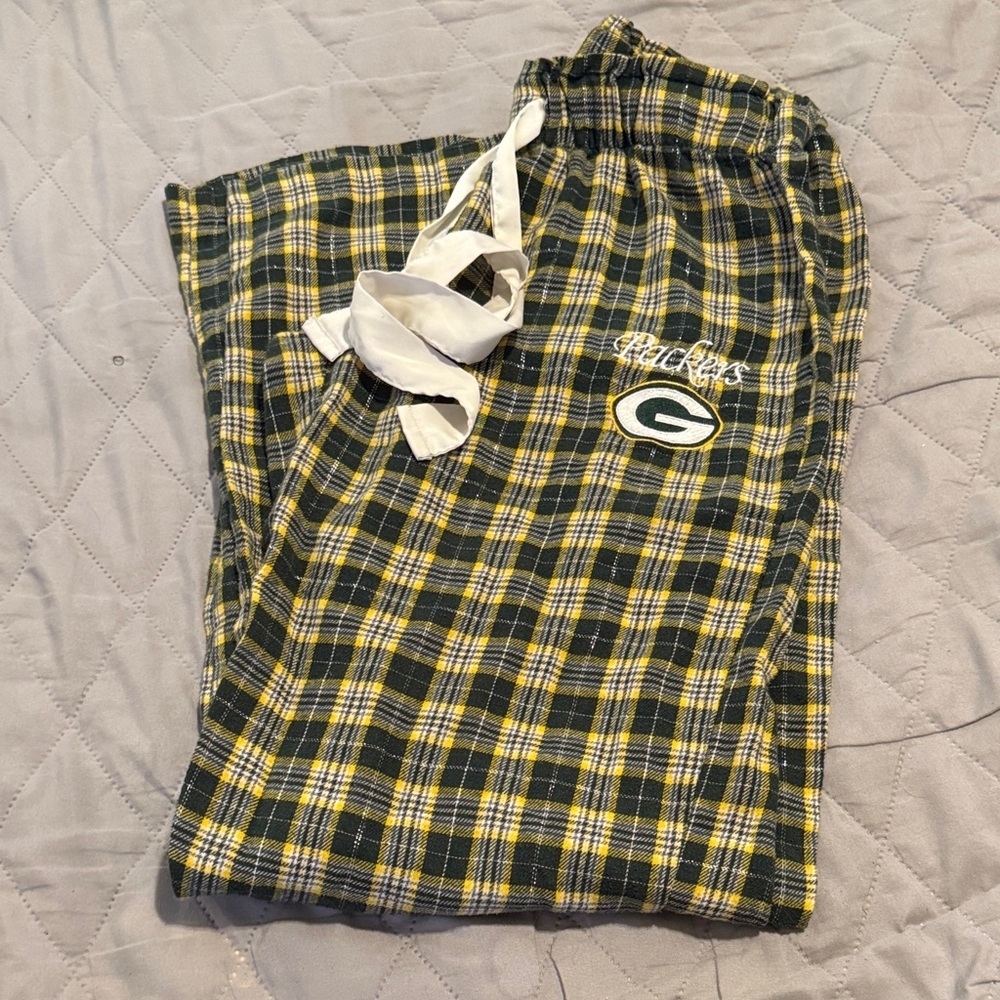 NFL Green Bay Packers Plaid Pajama Pants - Green and Yellow